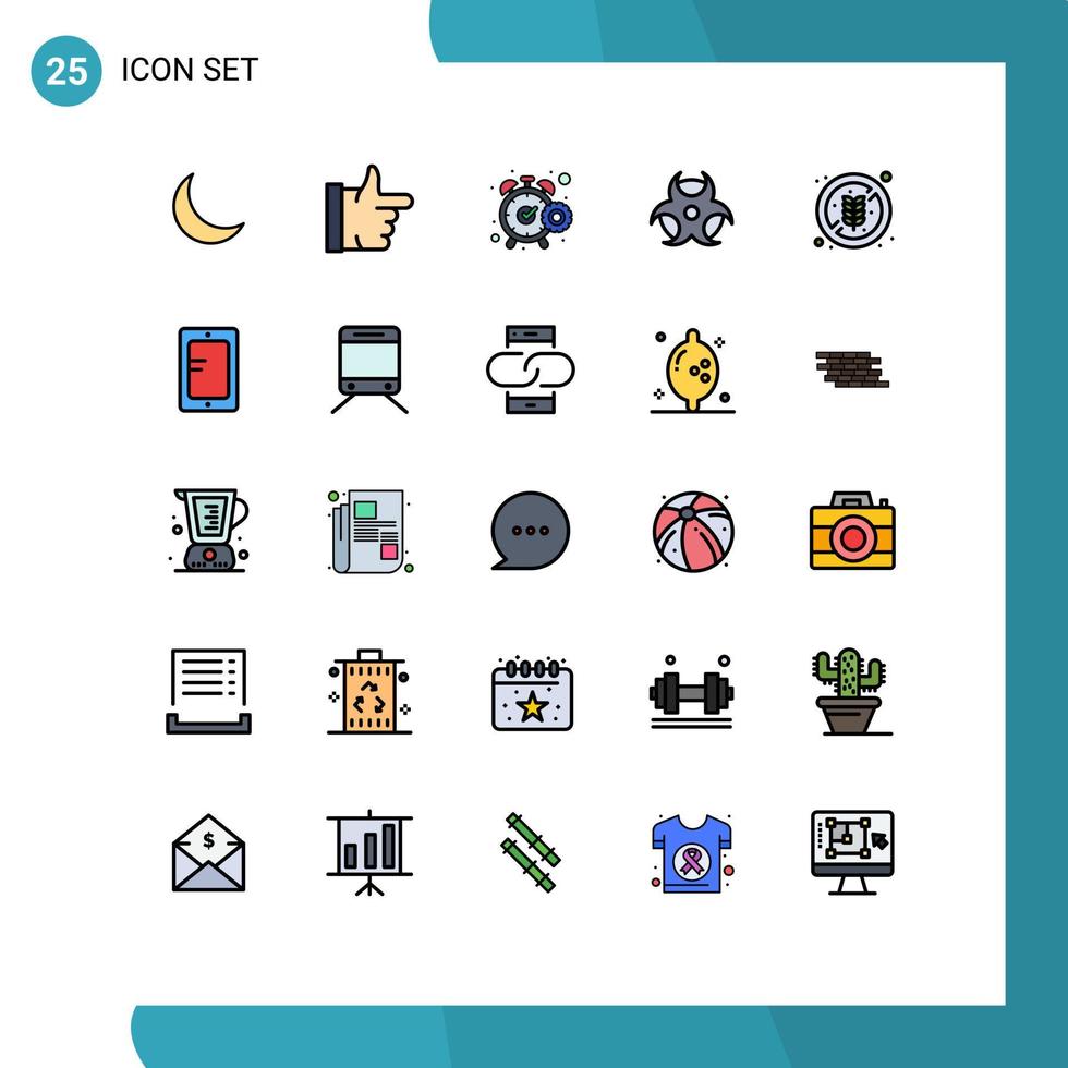 25 Thematic Vector Filled line Flat Colors and Editable Symbols of healthy no diet chronometer science education Editable Vector Design Elements