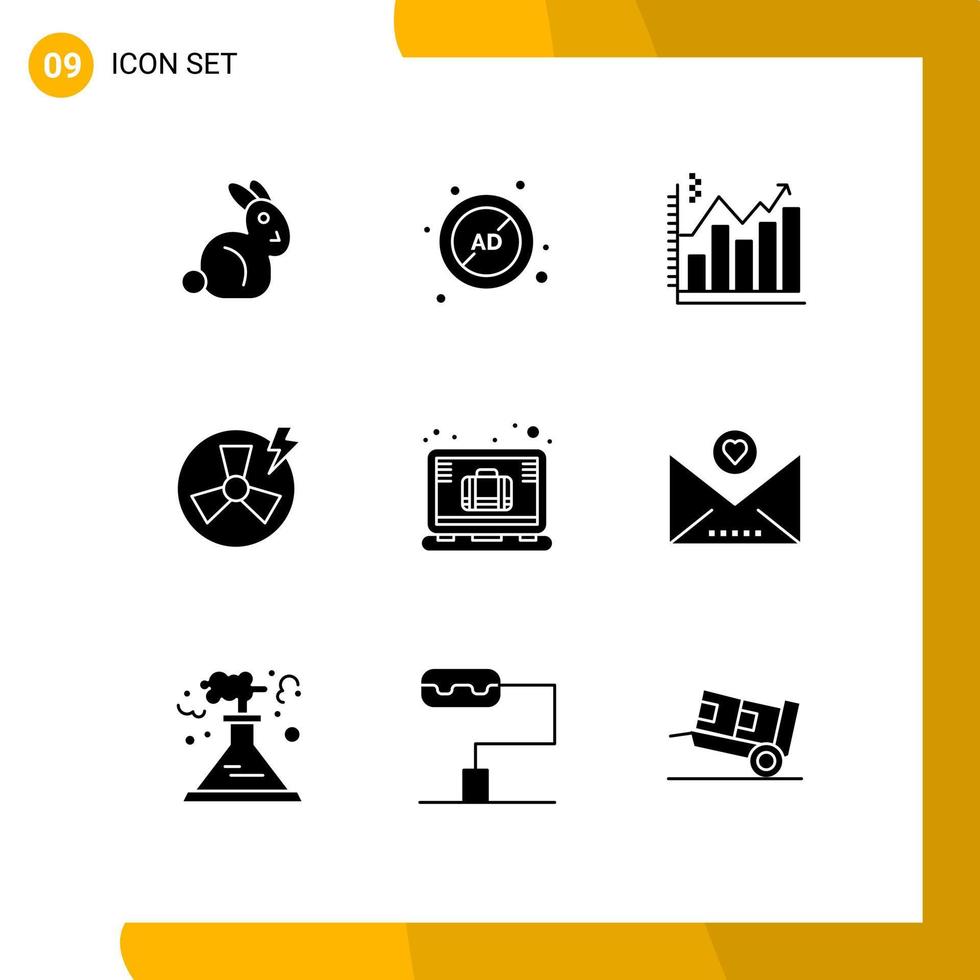 9 Thematic Vector Solid Glyphs and Editable Symbols of brief energy analysis power graph Editable Vector Design Elements