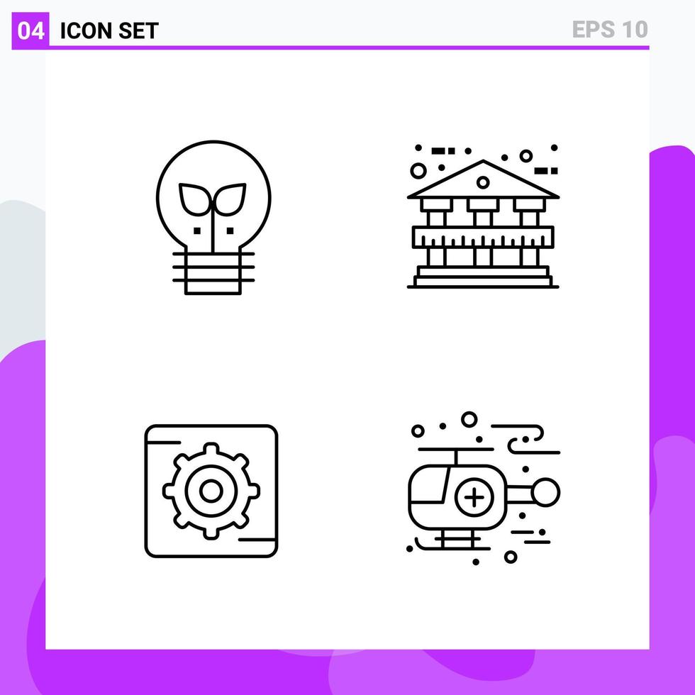 conjunto de 4 iconos en estilo de línea símbolos de contorno creativo para el diseño de sitios web y aplicaciones móviles signo de icono de línea simple aislado en fondo blanco 4 iconos vector