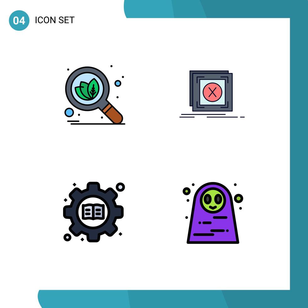 Stock Vector Icon Pack of 4 Line Signs and Symbols for organic gear error problem book Editable Vector Design Elements