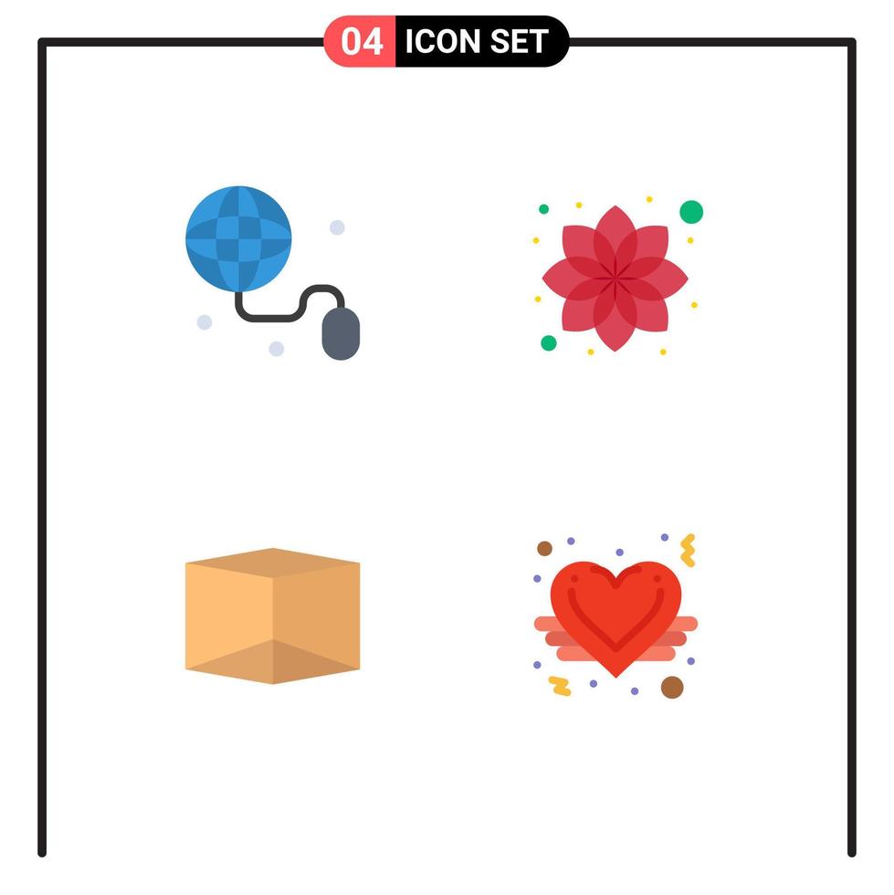 4 paquete de iconos planos de interfaz de usuario de signos y símbolos modernos de educación amor ángel belleza relajarse como elementos de diseño vectorial editables vector
