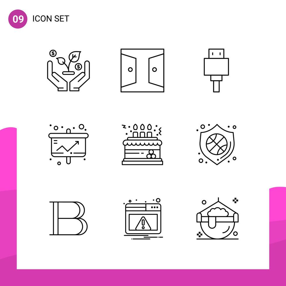 Outline Icon set Pack of 9 Line Icons isolated on White Background for responsive Website Design Print and Mobile Applications vector