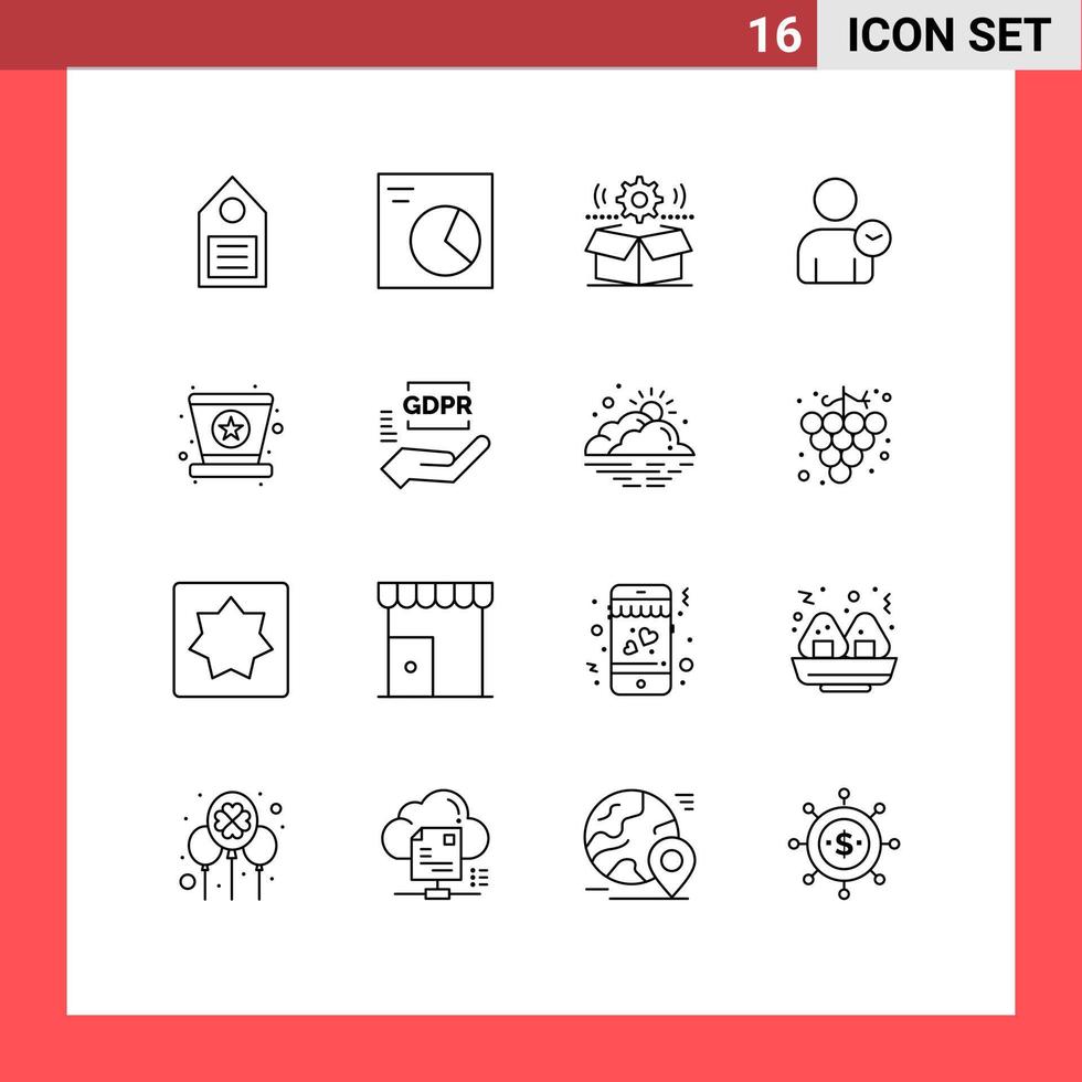 Pack of 16 creative Outlines of carnival time box user setting Editable Vector Design Elements