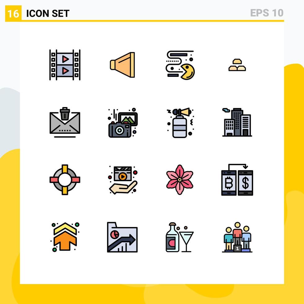 16 iconos creativos signos y símbolos modernos de juegos de interés de correo electrónico fondo de ingresos elementos de diseño de vectores creativos editables