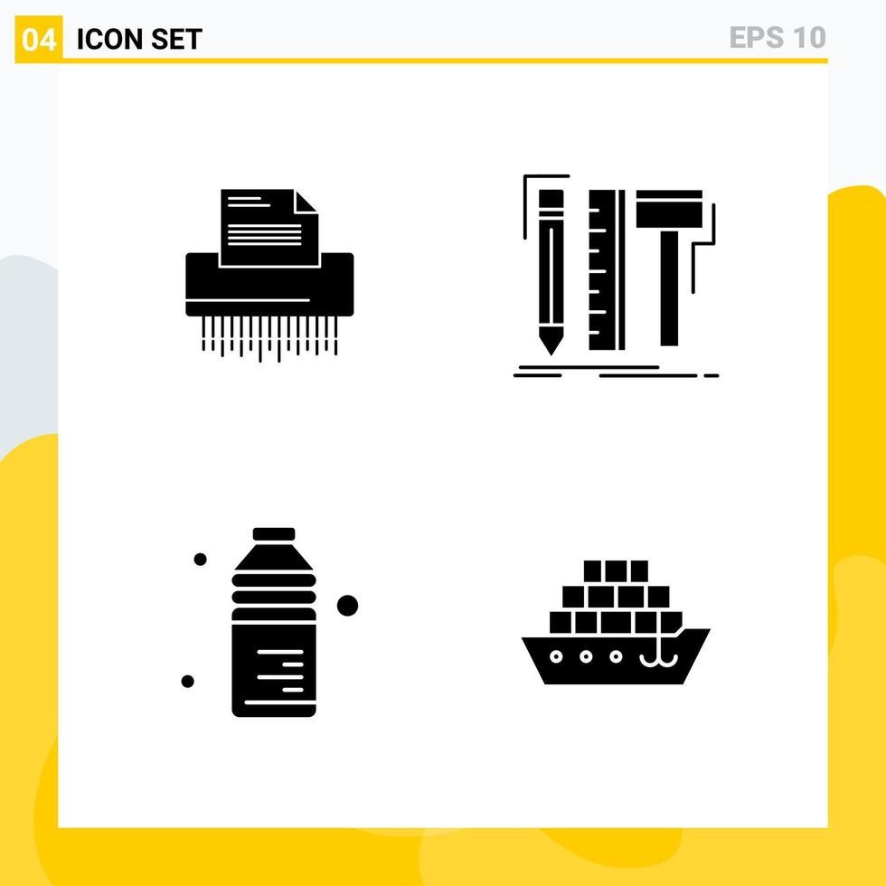 Collection of 4 Universal Solid Icons Icon Set for Web and Mobile vector