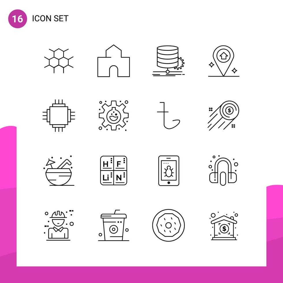 paquete de conjunto de iconos de contorno de 16 iconos de línea aislados en fondo blanco para aplicaciones móviles y de impresión de diseño de sitios web receptivos vector