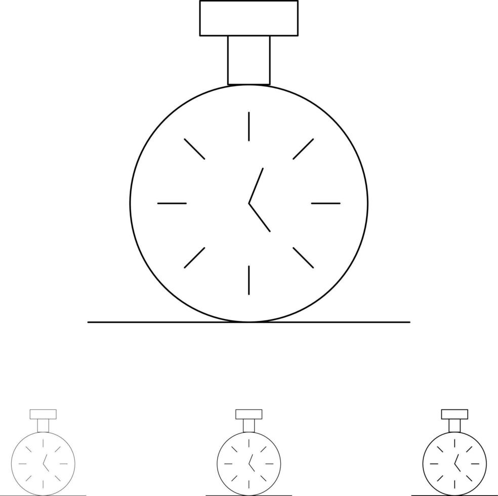 Stopwatch Time Timer Count Bold and thin black line icon set 14733190