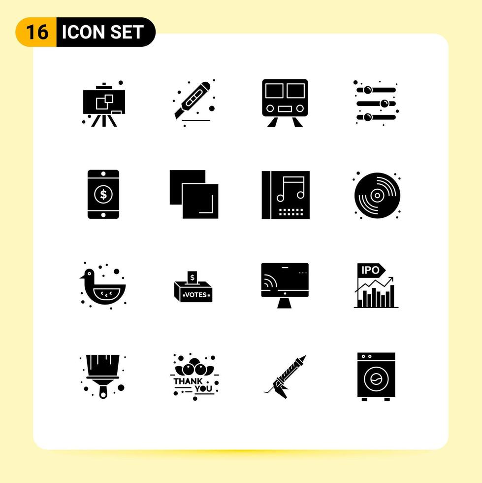 16 Thematic Vector Solid Glyphs and Editable Symbols of dollar preference maps options configuration Editable Vector Design Elements