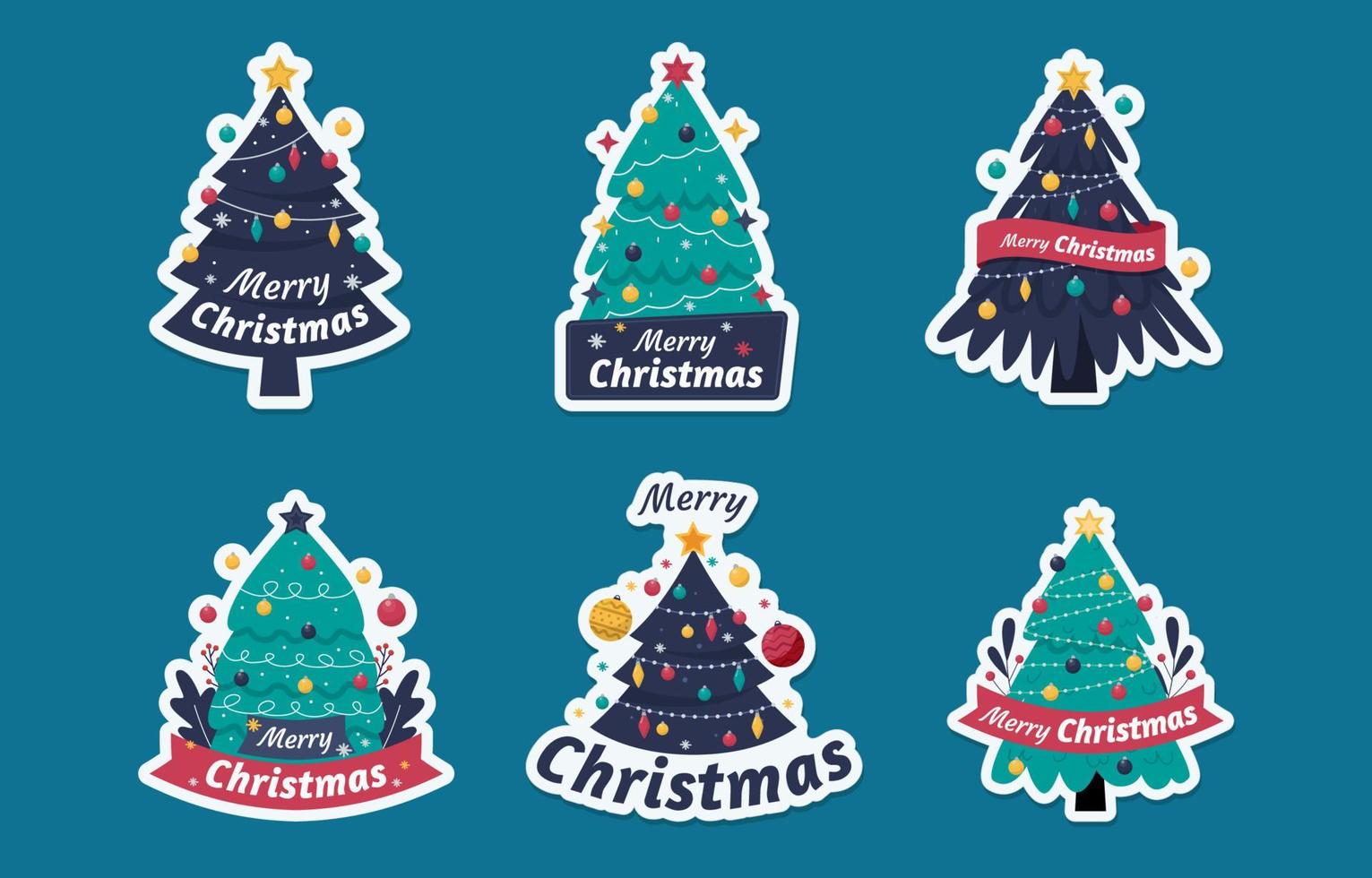 Christmas Tree Greeting Stickers vector