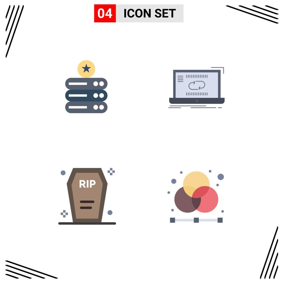 4 Creative Icons Modern Signs and Symbols of data casket storage link death Editable Vector Design Elements