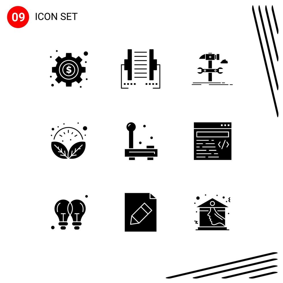 9 Thematic Vector Solid Glyphs and Editable Symbols of devices spa build plant service Editable Vector Design Elements
