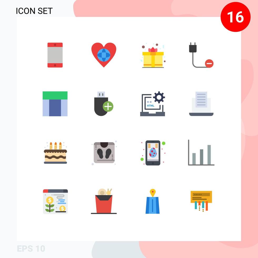 Concepto de 16 colores planos para sitios web Dispositivos de día de hardware de diseño de aplicaciones y dispositivos móviles Paquete editable de elementos creativos de diseño de vectores