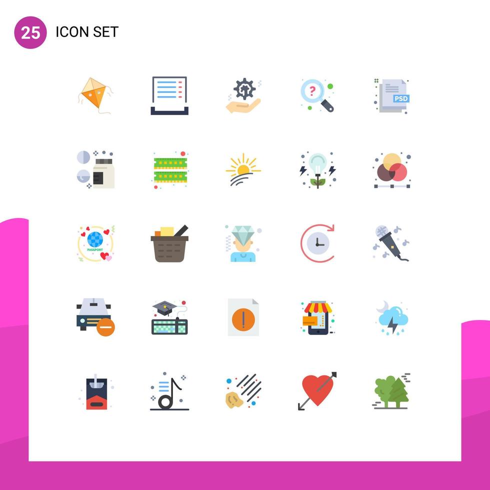 conjunto de 25 iconos de interfaz de usuario modernos signos de símbolos para búsqueda creativa mano pregunta faq elementos de diseño vectorial editables vector