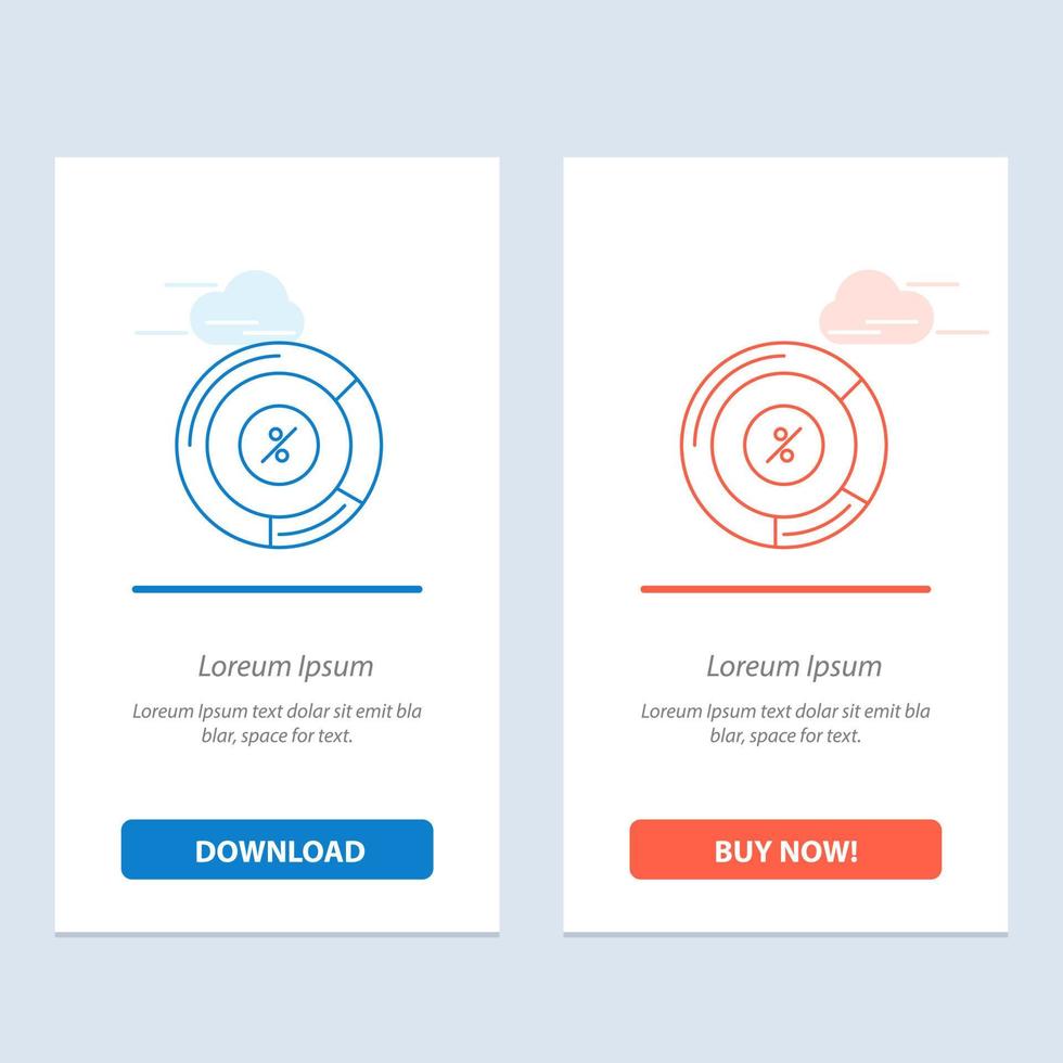 Pie Percentage Chart Share  Blue and Red Download and Buy Now web Widget Card Template vector