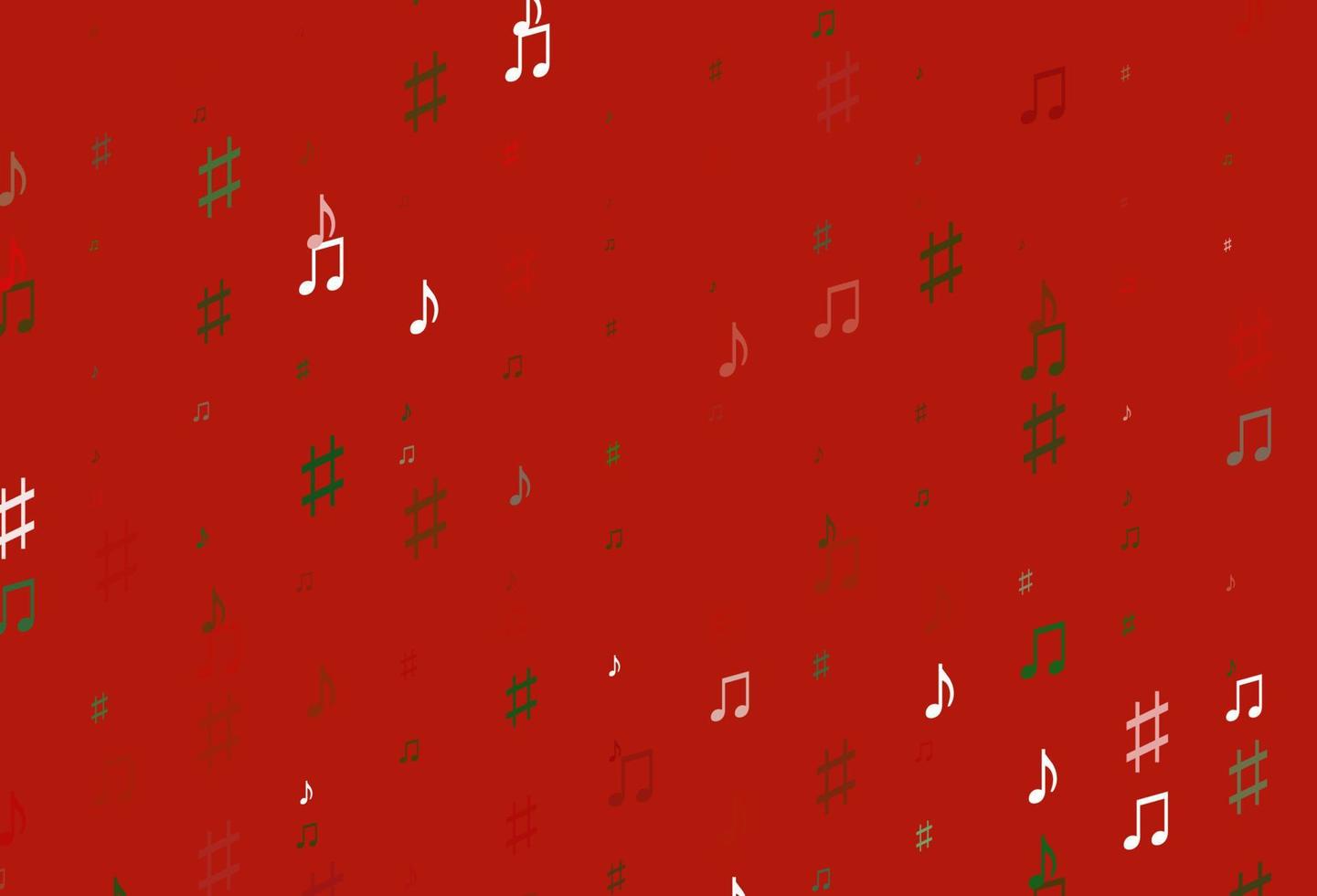 Light Green, Red vector background with music symbols.