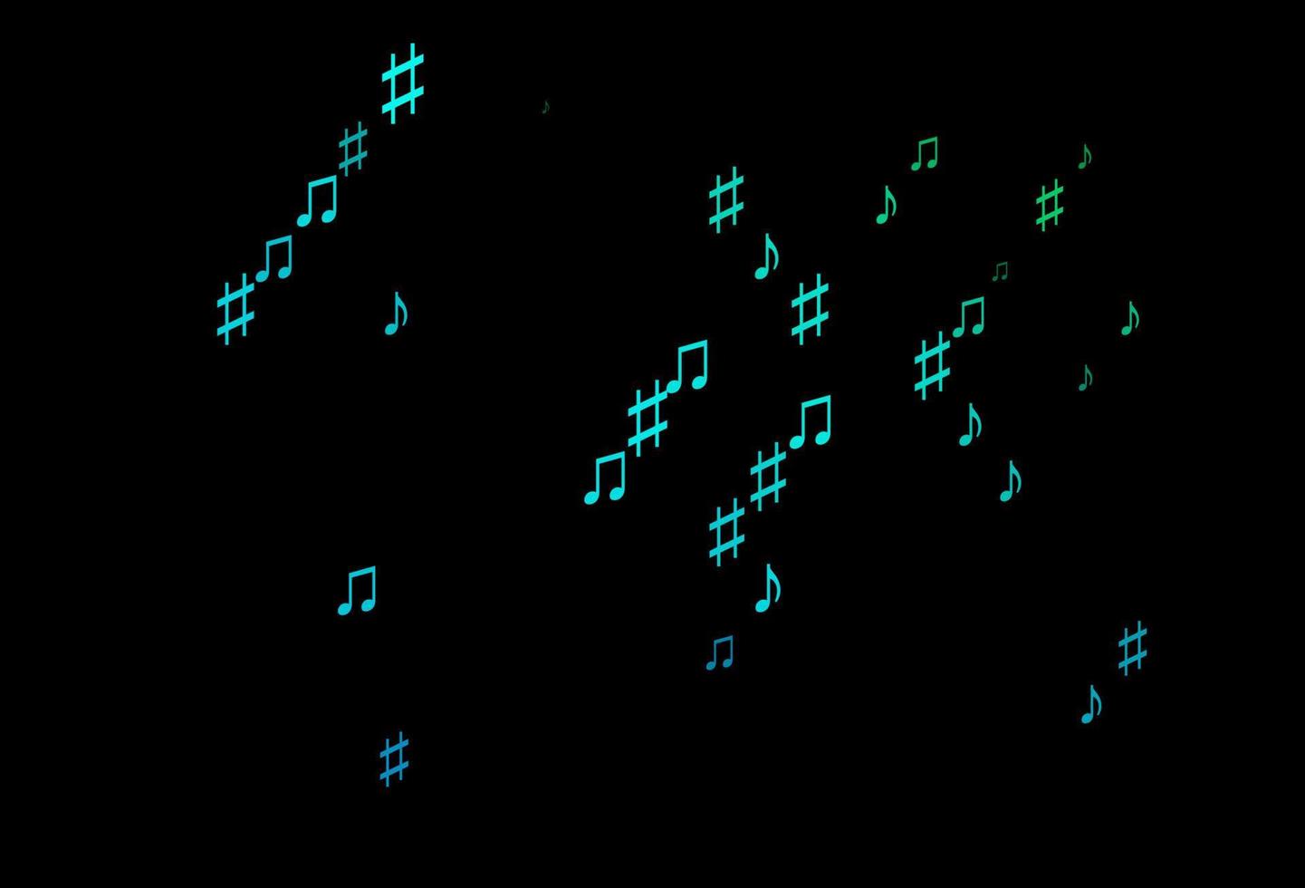 fondo vectorial azul oscuro y verde con notas musicales. vector