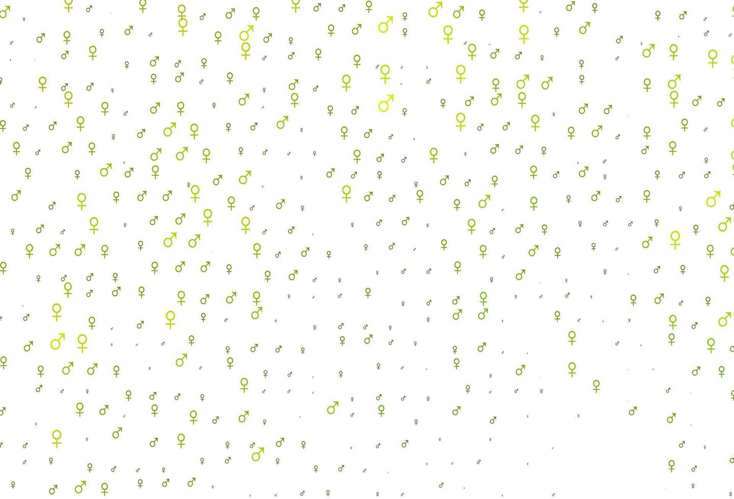 Light green, yellow vector background with gender symbols.