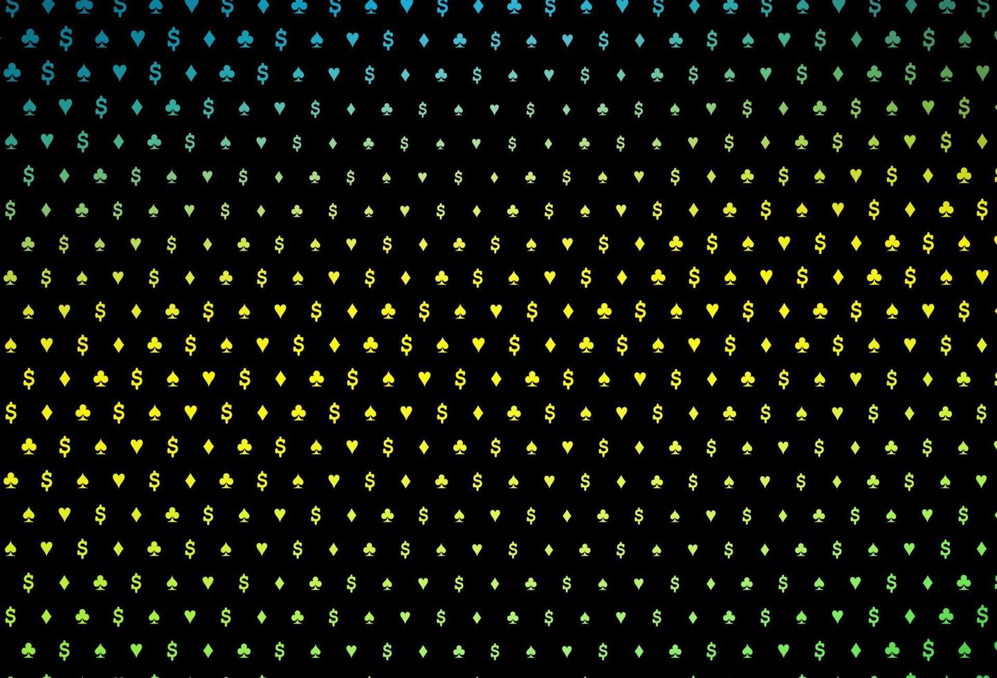 Dark green, yellow vector cover with symbols of gamble.