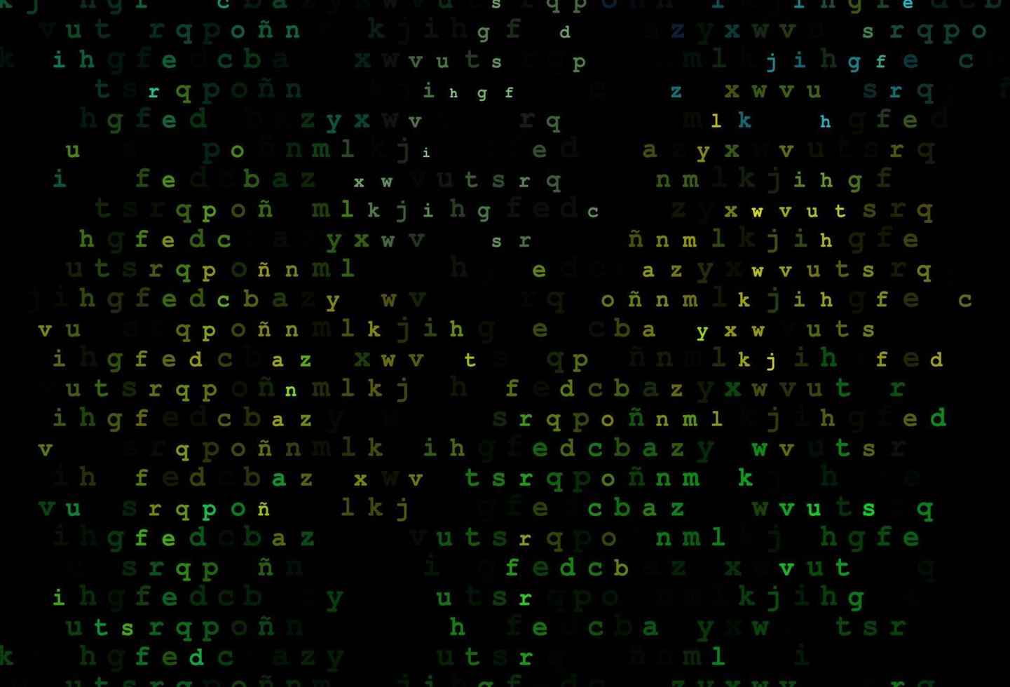 Dark green, yellow vector pattern with ABC symbols.