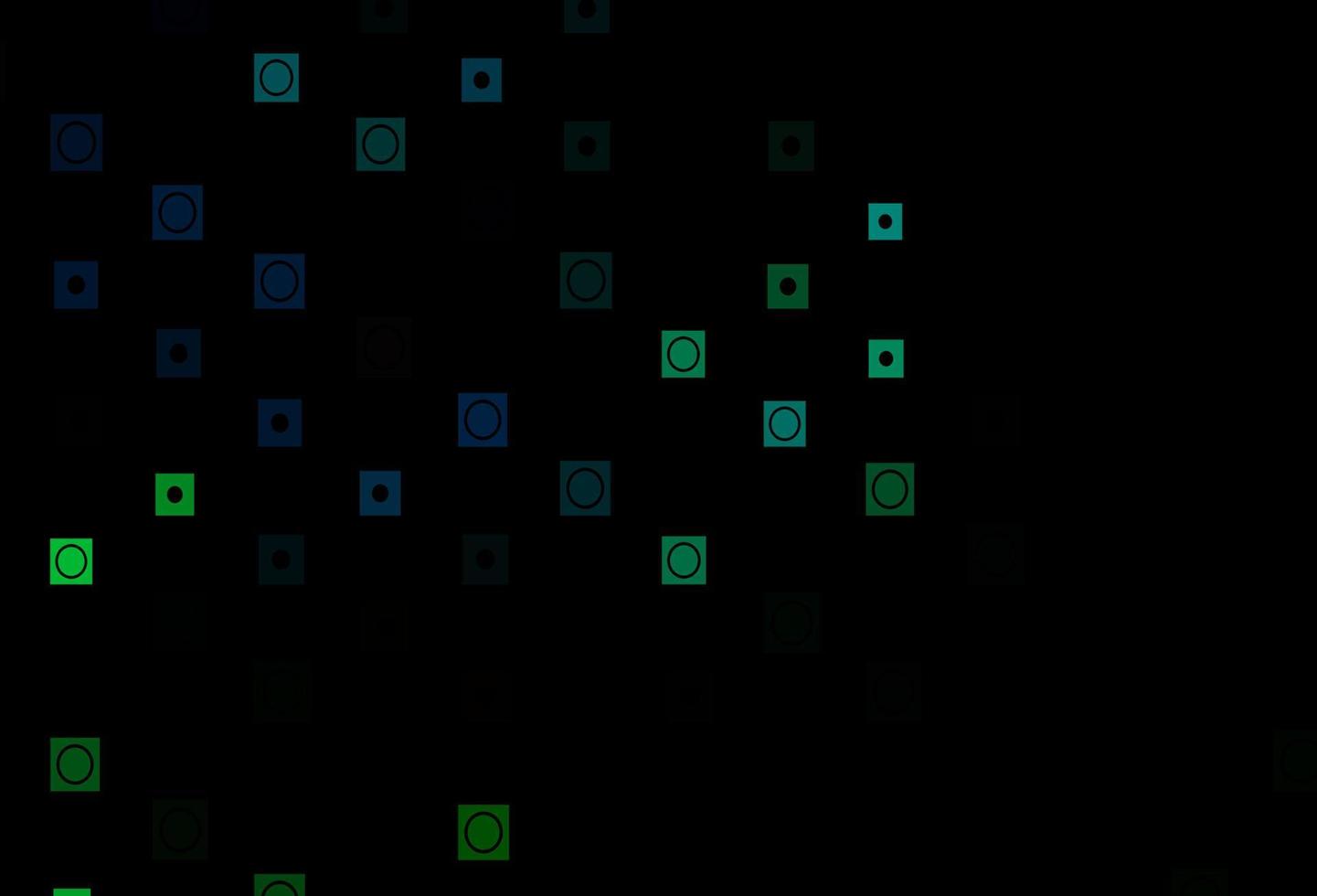 fondo de vector azul oscuro, verde con círculos, cuadrados.