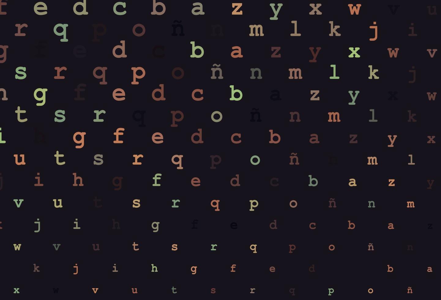 Dark green, red vector layout with latin alphabet.
