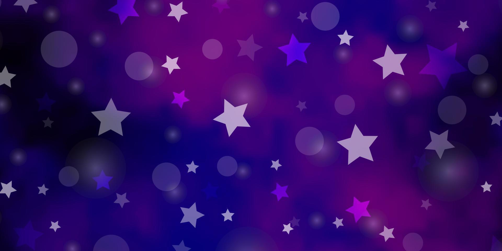 Light Purple, Pink vector backdrop with circles, stars.
