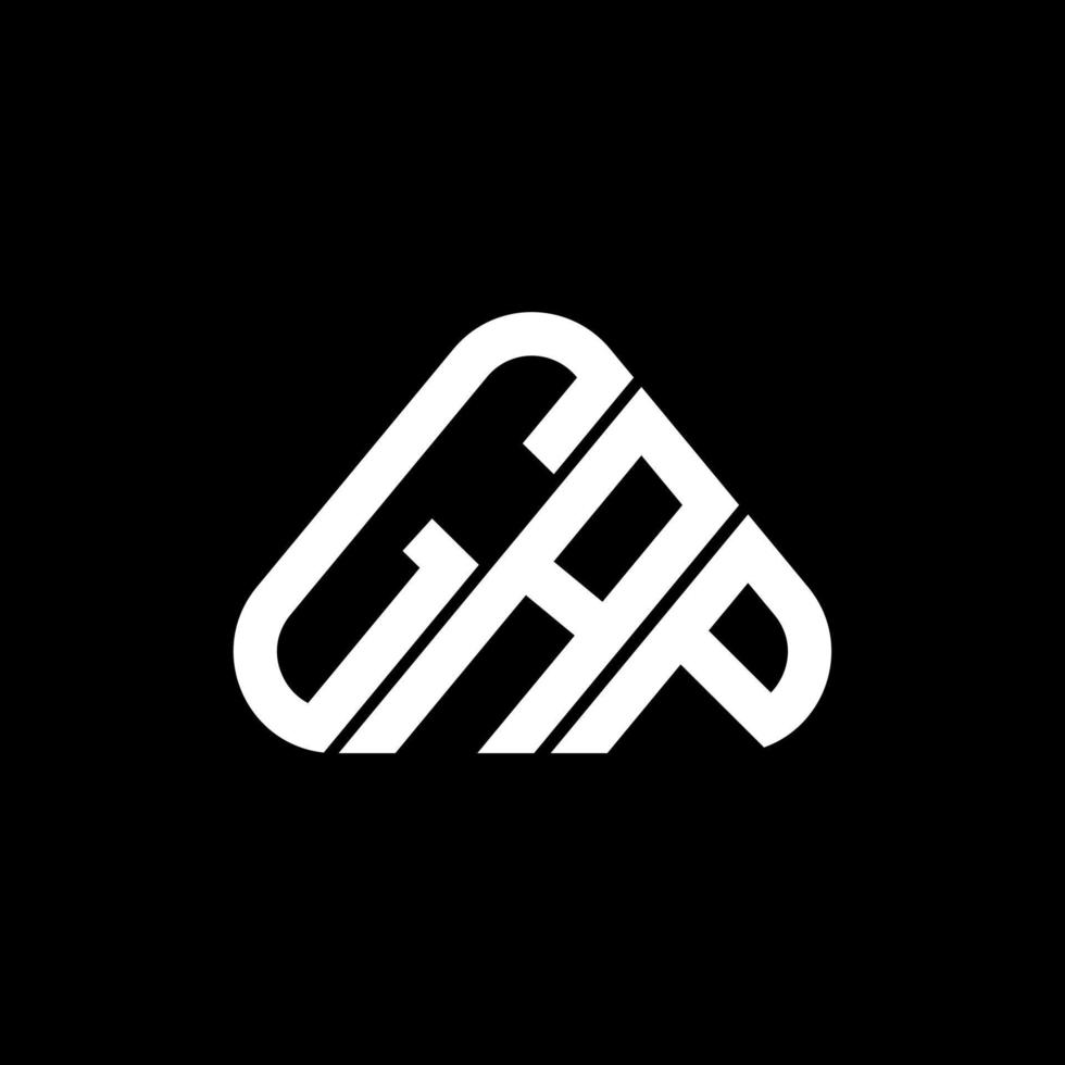 diseño creativo del logotipo de la letra gap con gráfico vectorial, logotipo gap simple y moderno en forma de triángulo redondo. vector