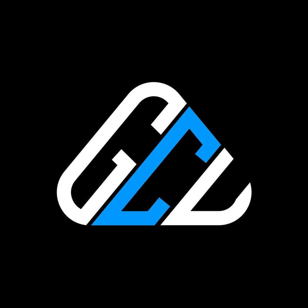Diseño creativo del logotipo de la letra gcu con gráfico vectorial, logotipo simple y moderno de gcu en forma de triángulo redondo. vector