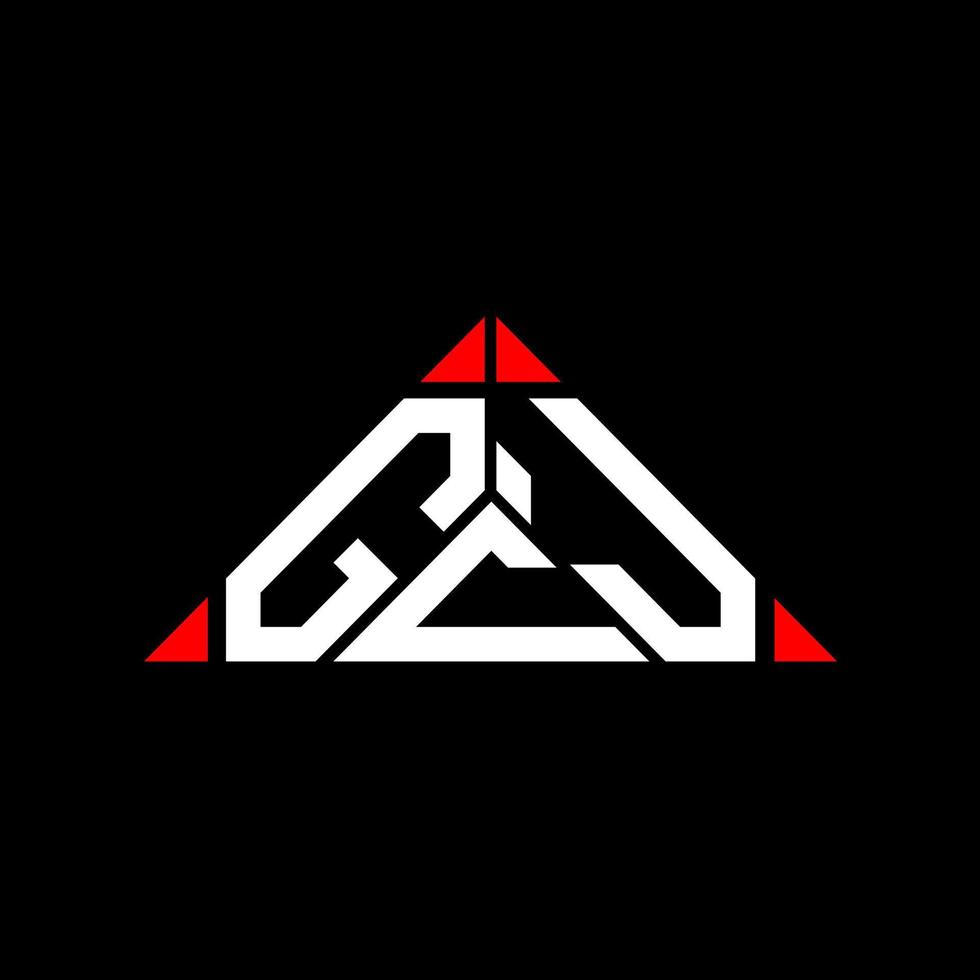 GCJ letter logo creative design with vector graphic, GCJ simple and modern logo in round triangle shape.