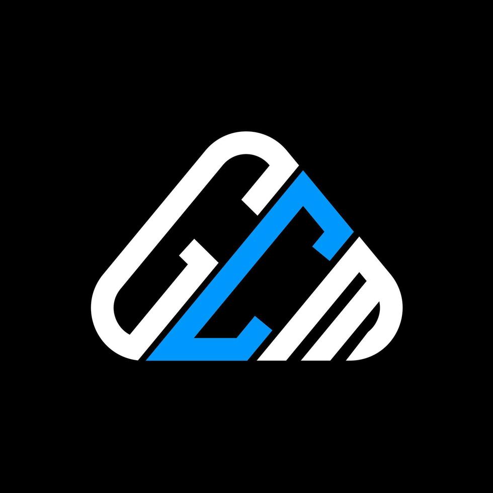 Diseño creativo del logotipo de la letra gcm con gráfico vectorial, logotipo simple y moderno de gcm en forma de triángulo redondo. vector