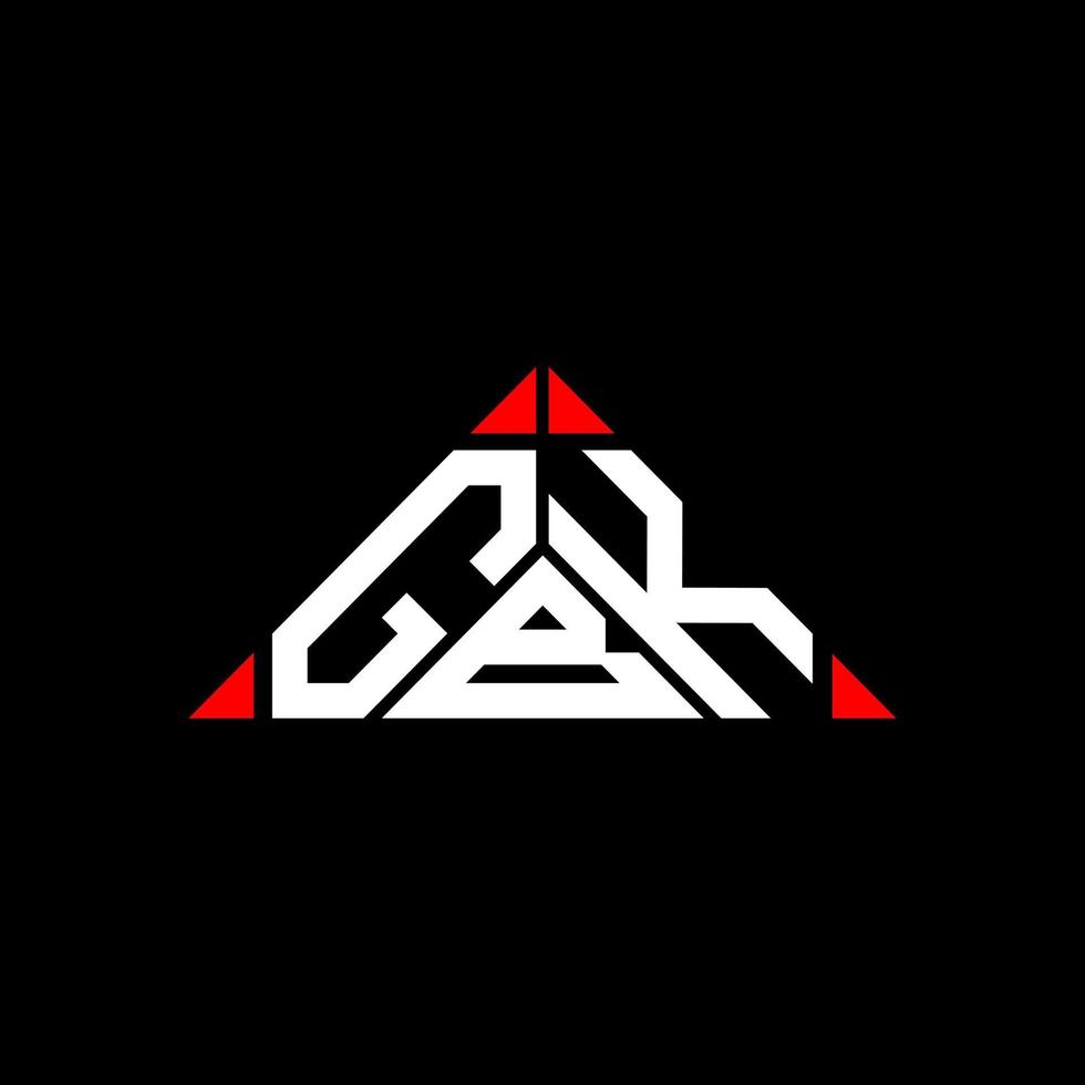 Diseño creativo del logotipo de la letra gbk con gráfico vectorial, logotipo simple y moderno de gbk en forma de triángulo redondo. vector