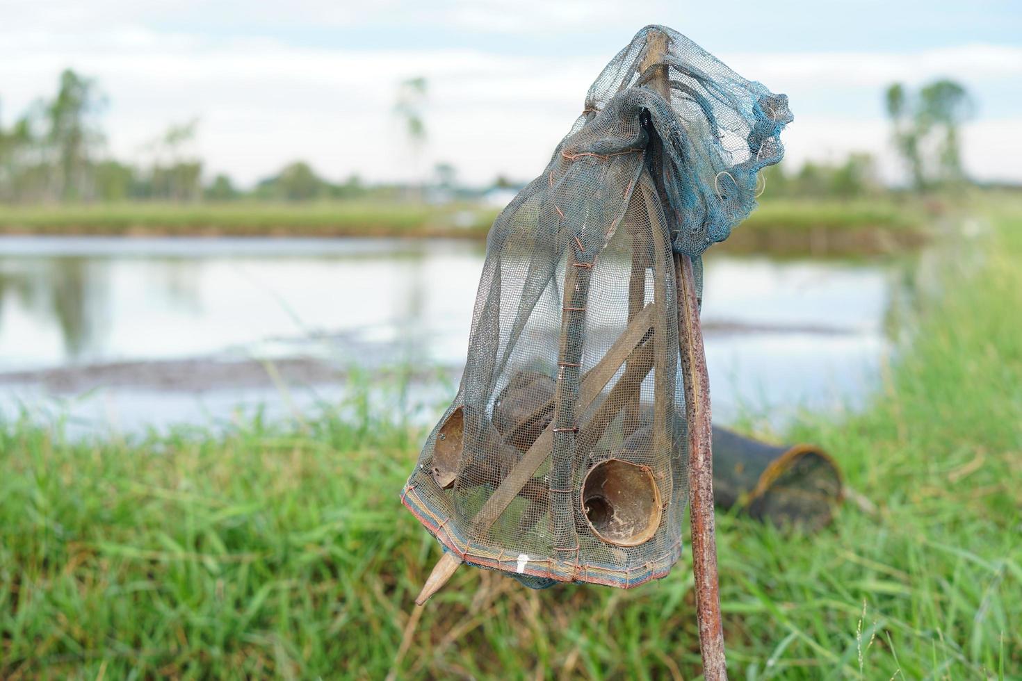 Prawn trapping equipment in the field 14737042 Stock Photo at Vecteezy