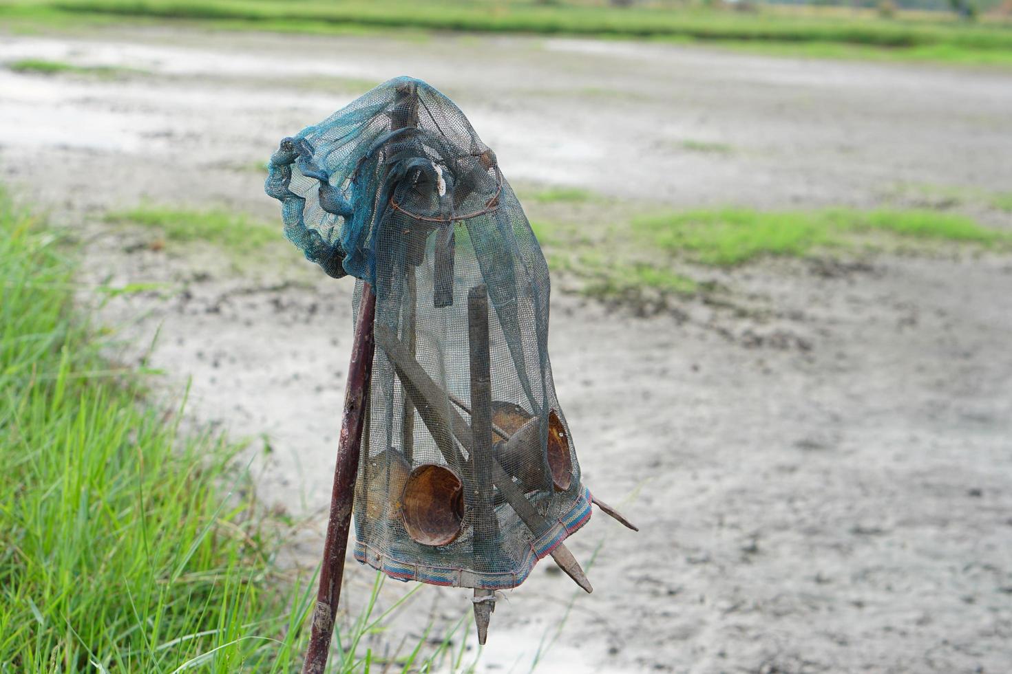 Prawn trapping equipment in the field photo