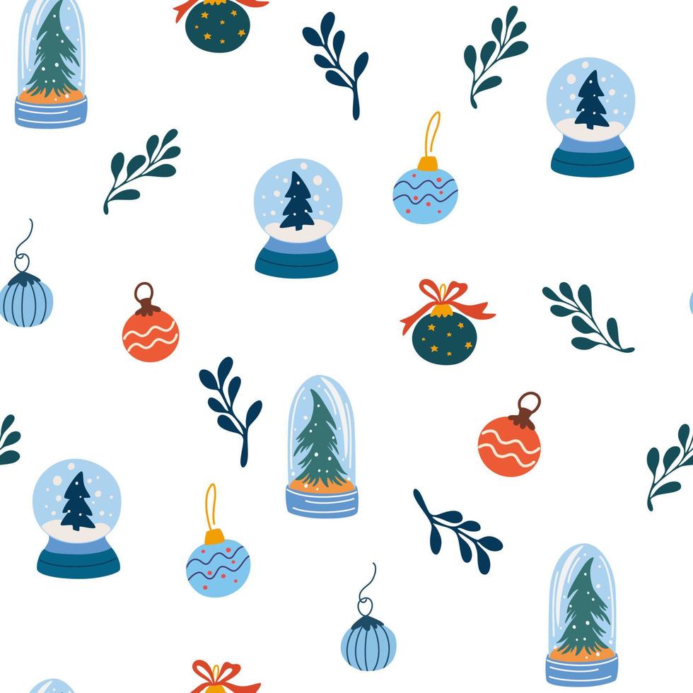 elementos navideños de patrones sin fisuras. fondo de invierno, papel pintado infantil para tela, textil, ropa, papel, tela, scrapbooking, planificador. símbolo tradicional de vacaciones de año nuevo. ilustración vectorial vector