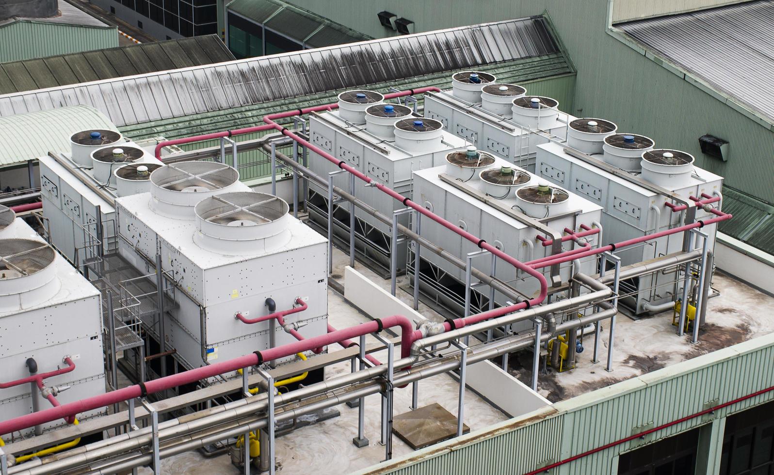 Cooling water tower on rooftop industry plant photo