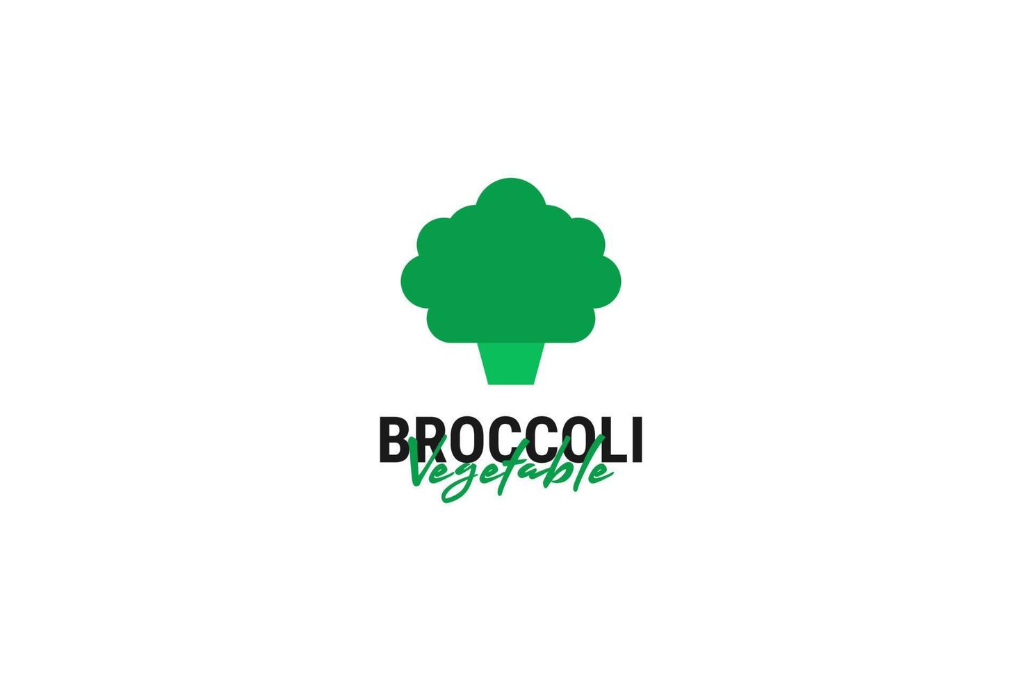 Flat broccoli vegetable logo design vector template illustration