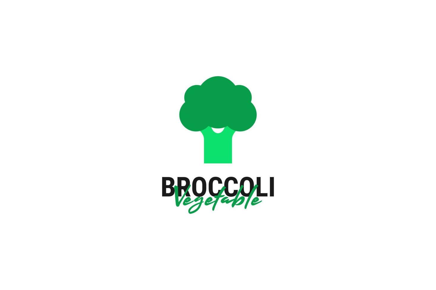 Ilustración de plantilla de vector de diseño de logotipo vegetal de brócoli plano