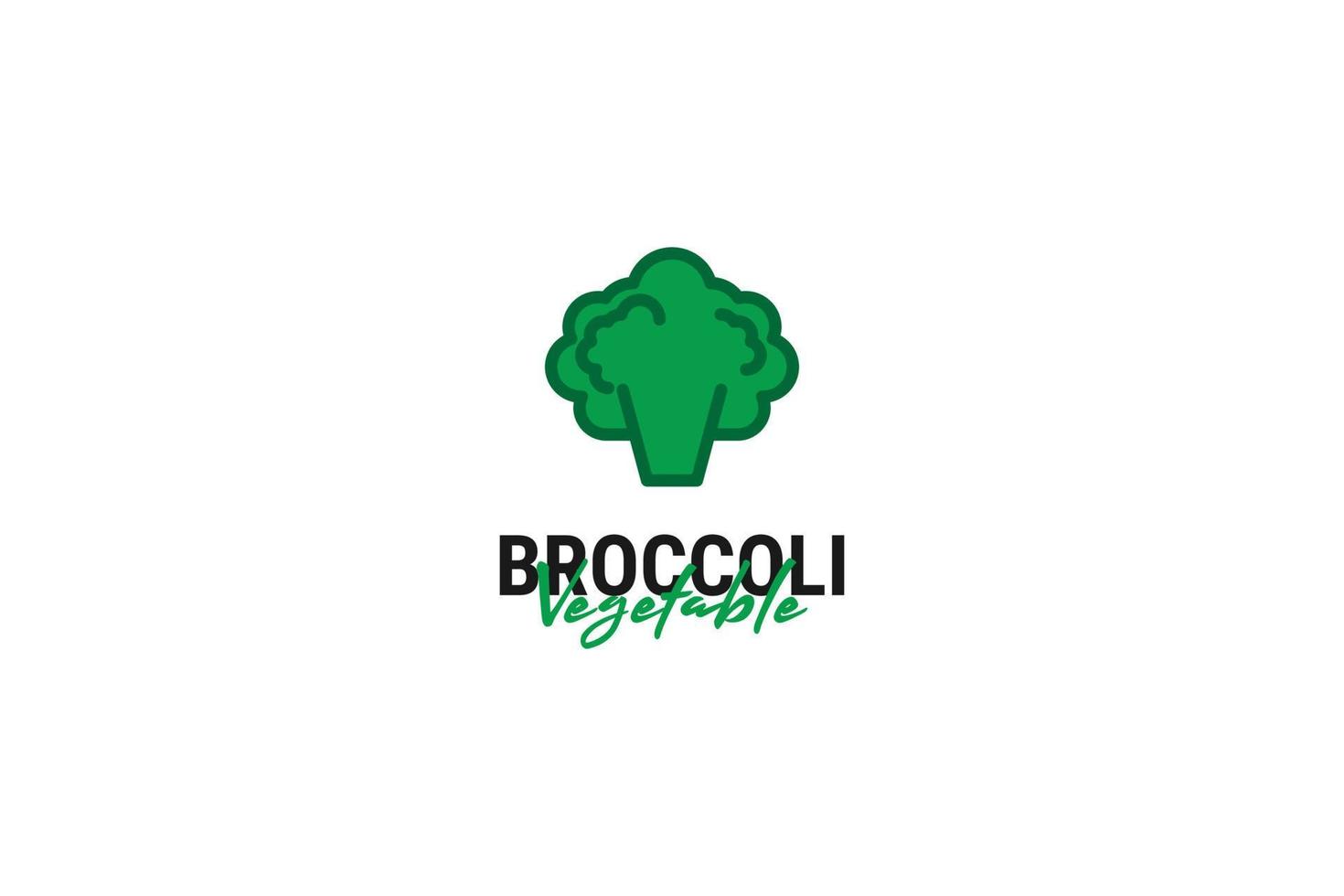 Ilustración de plantilla de vector de diseño de logotipo vegetal de brócoli plano