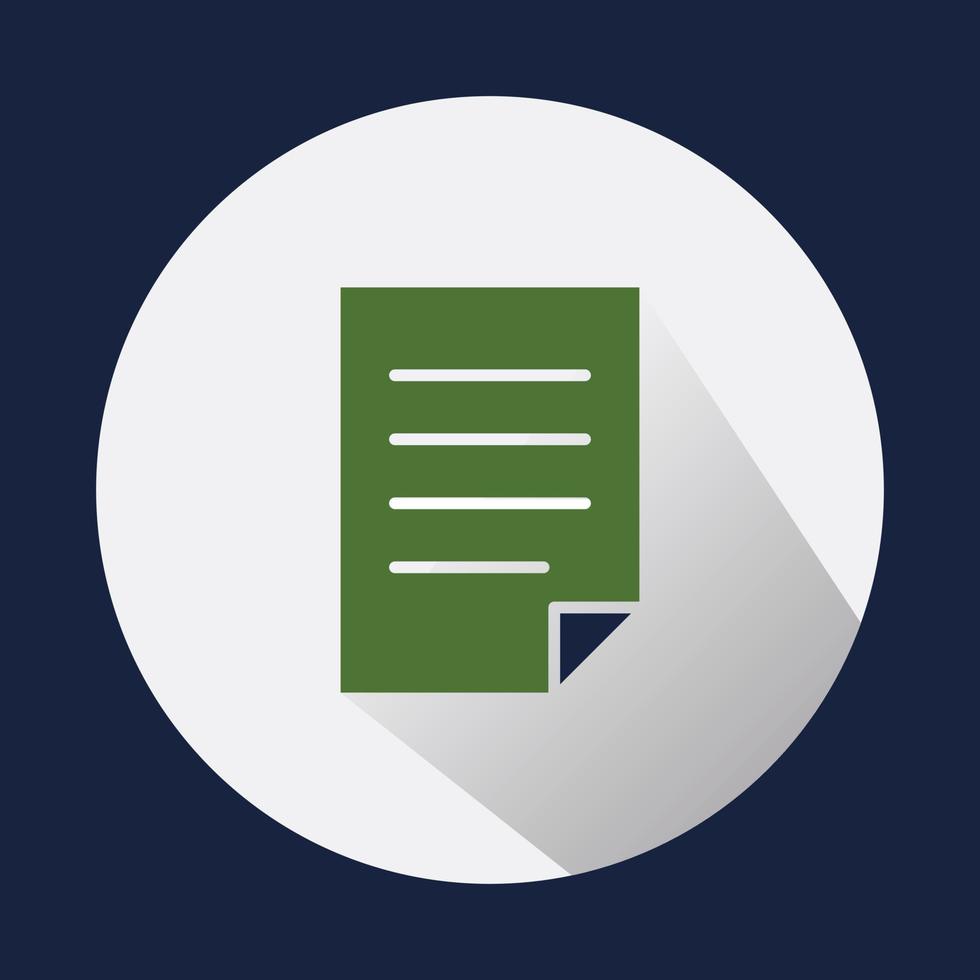 green document icon. isolated background with long shadow vector