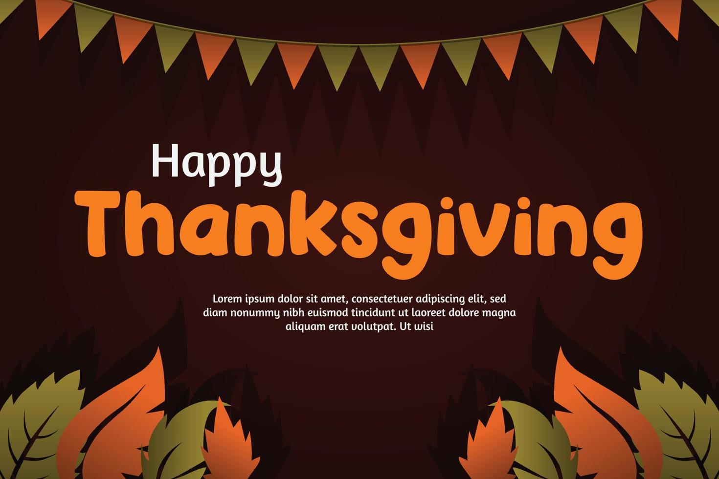 Happy Thanksgiving banner with autumn leaves background. vector