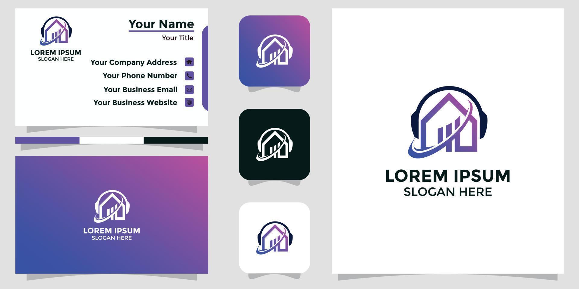 podcast home design logo and branding card vector