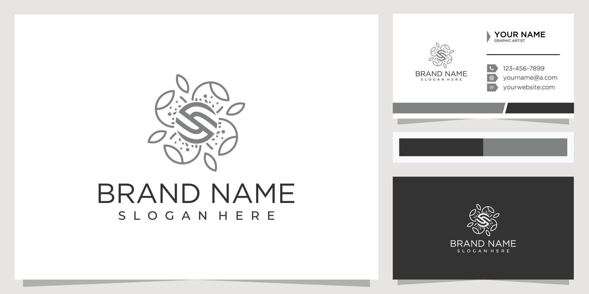 Minimalist leaf and letter S logo design concept vector