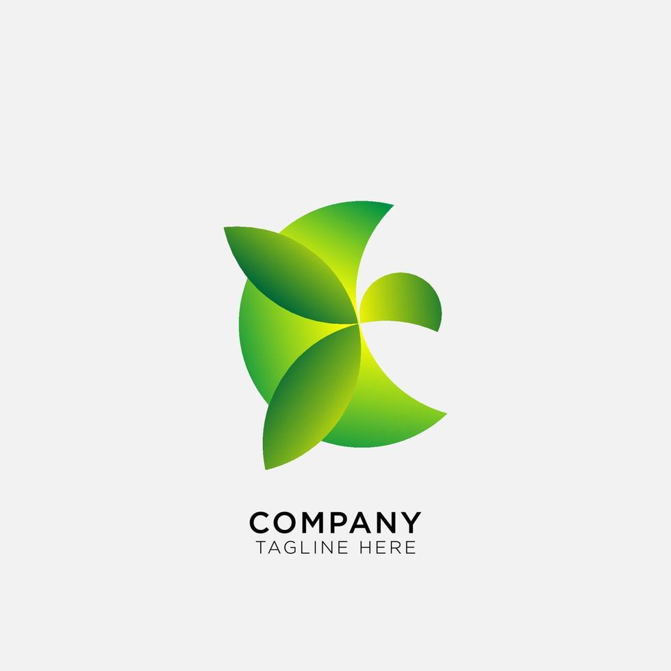 Semicircle logo template with nice natural leaf icon vector