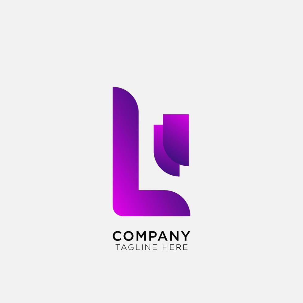 L letter logo template with gradient color vector