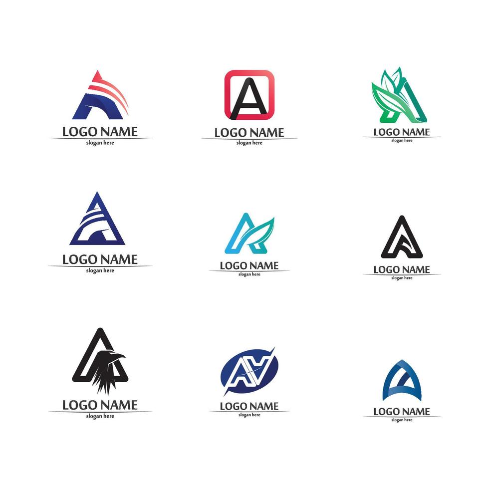 A Letter icon Template set design logo vector