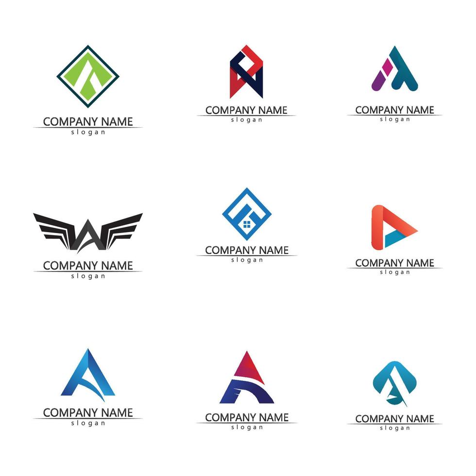 A Letter icon Template set design logo vector