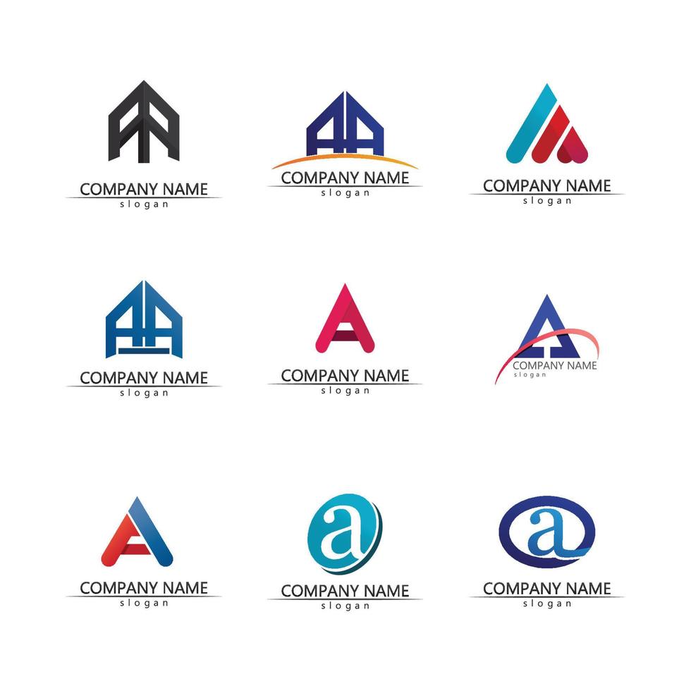 A Letter icon Template set design logo vector