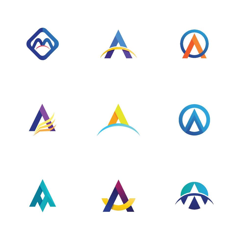 A Letter icon Template set design logo vector