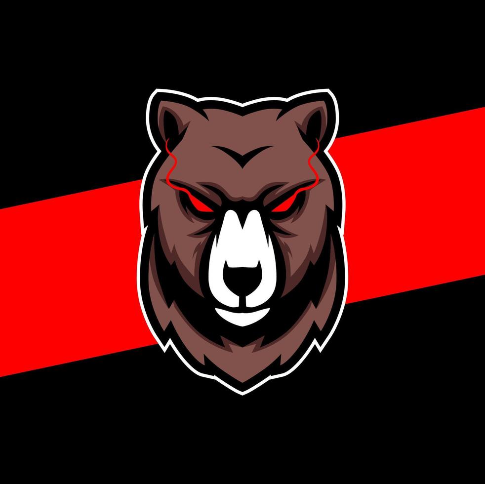 cabeza grizzly enojada, diseño de logotipo de esport de mascota para jugadores y deportes vector