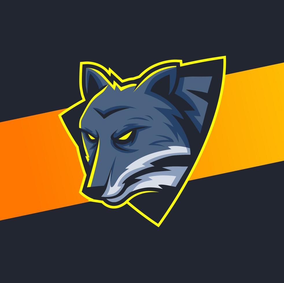 diseño de logotipo de esport de mascota de cabeza de lobo, personaje de lobo para deportes y juegos vector